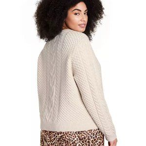 Women's Crewneck Cableknit Pullover Sweater - Nili Lotan x Target Cream NWT
